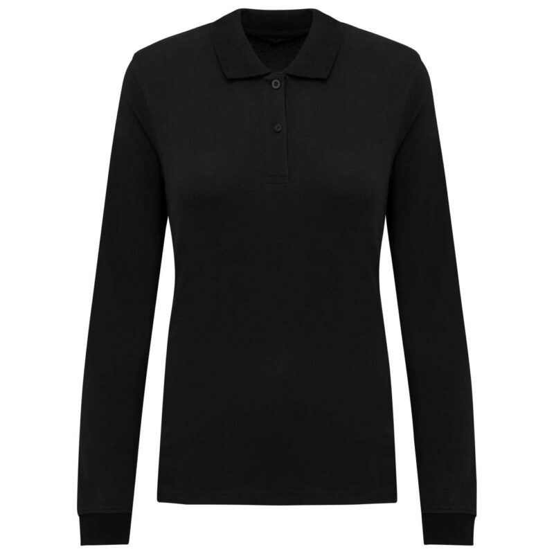 ka2028-black-a1 Kariban LADIES’ POLO 180 PIQUÉ LONG SLEEVES SHIRT ORGANIC - Μαύρο