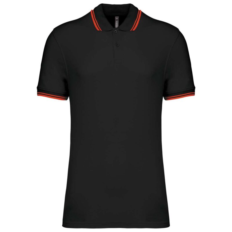 ka272-black_red-a1 Kariban Ανδρικό Κοντομάνικο Μπλουζάκι Πόλο με Αντίθεση και Ρέλι - Μαύρο και Λευκό