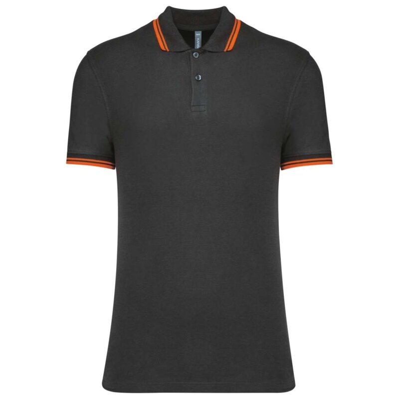 ka272-dark_grey_orange-a1 Kariban Ανδρικό Κοντομάνικο Μπλουζάκι Πόλο με Αντίθεση και Ρέλι - σκούρο γκρι/πορτοκαλί