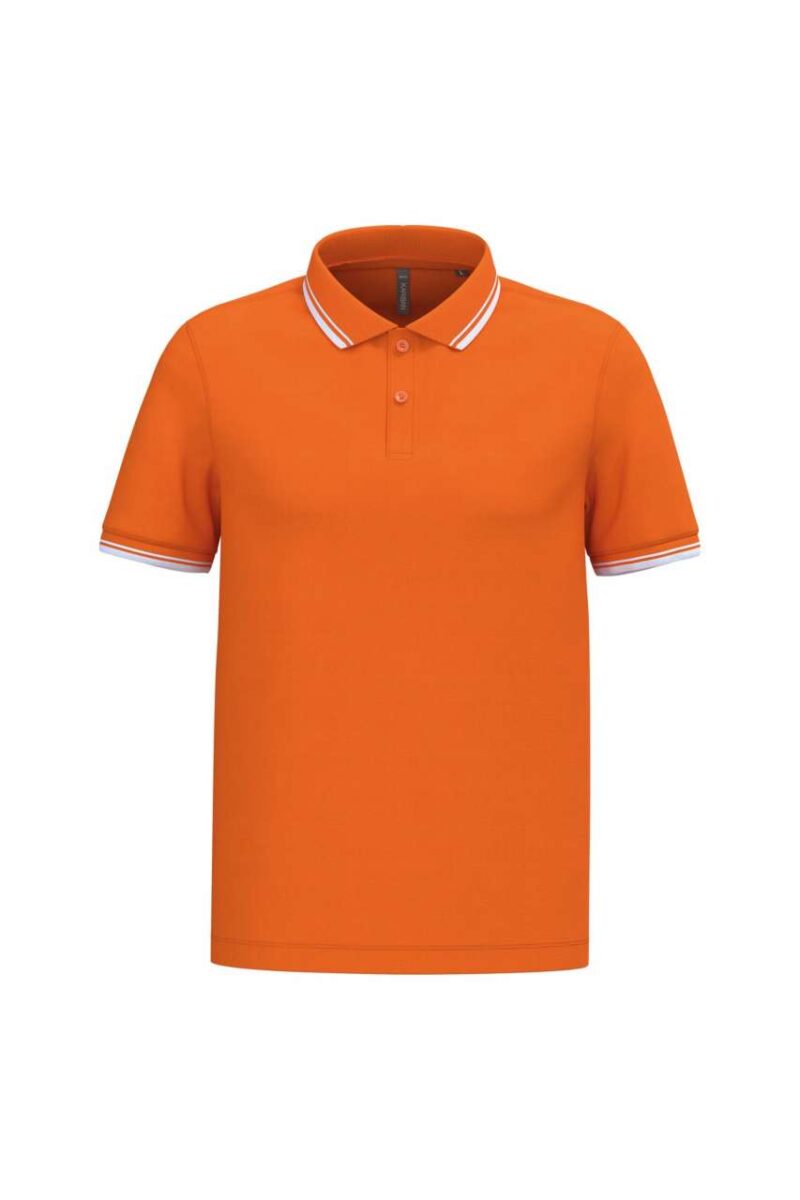 ka272-orange_white-a1 Kariban Ανδρικό Κοντομάνικο Μπλουζάκι Πόλο με Αντίθεση και Ρέλι - Πορτοκαλί/Λευκό