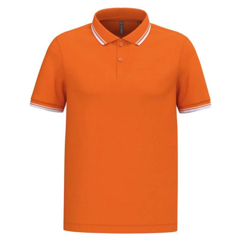 ka272-orange_white-a1 Kariban Ανδρικό Κοντομάνικο Μπλουζάκι Πόλο με Αντίθεση και Ρέλι - Πορτοκαλί/Λευκό