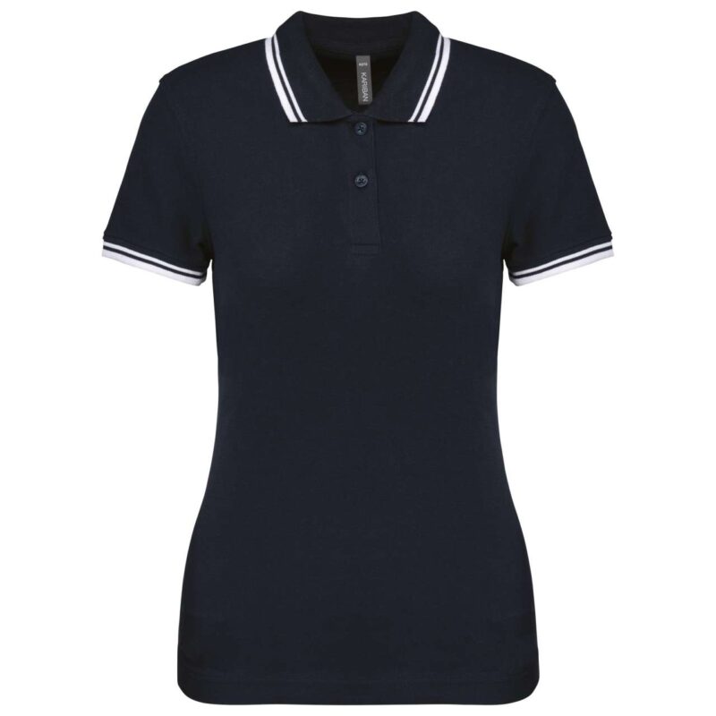 ka273-navy_white-a1 Kariban LADIE'S SHORT-SLEEVED POLOSHIRT WITH CONTRASTING PIPING - Μπλε μαριν/Λευκό