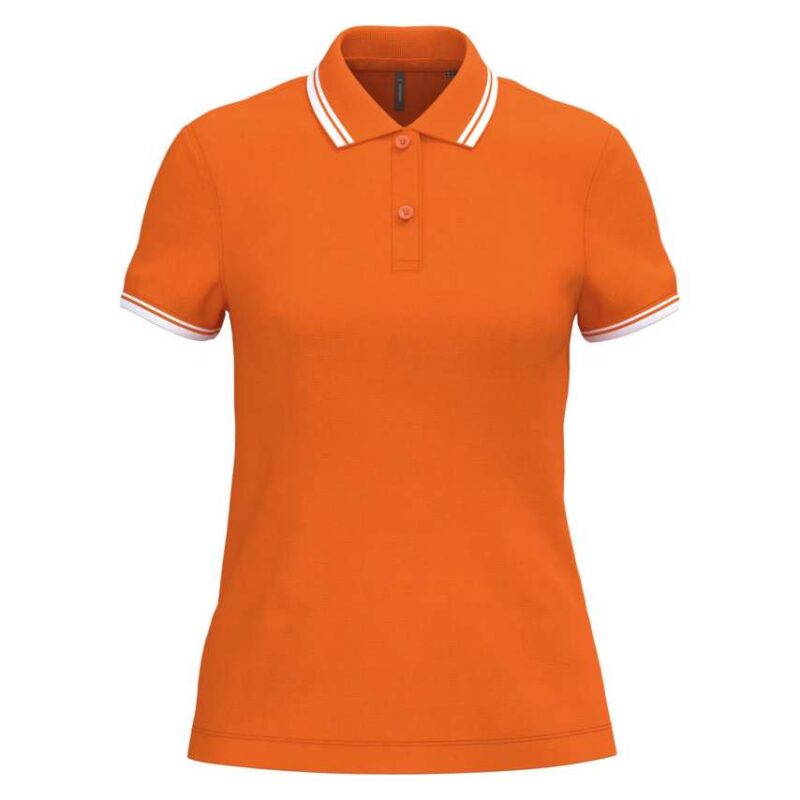 ka273-orange_white-a1 Kariban LADIE'S SHORT-SLEEVED POLOSHIRT WITH CONTRASTING PIPING - Πορτοκαλί/Λευκό