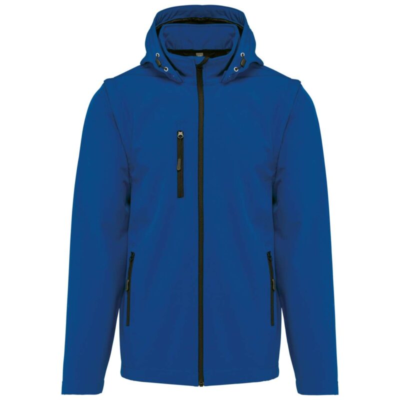 ka422-dark_royal_blue-a1 Kariban UNISEX 3-LAYER SOFTSHELL HOODED REMOVABLE SLEEVES JACKET WITH - Σκούρο Βασιλικό Μπλε