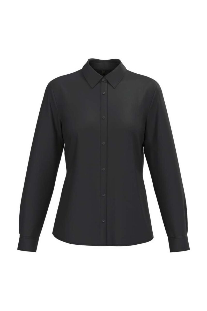 ka584-black-a1 Kariban LADIES' POPLIN EASY CARE POLYCOTTON SHIRT - Μαύρο