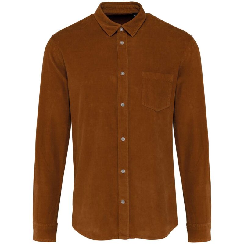 ka599-washed_brandy-a1 Kariban MEN'S LONG-SLEEVED CORDUROY SHIRT - Washed Brandy