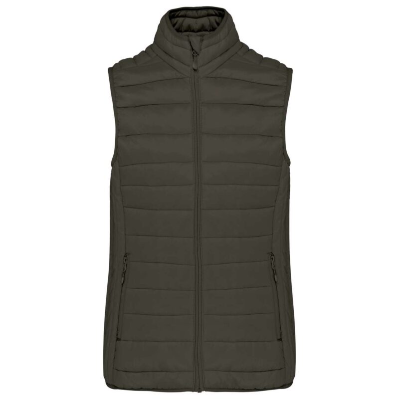 ka6114-dark_khaki-a1 Kariban LADIES' LIGHTWEIGHT SLEEVELESS FAKE DOWN JACKET - Σκούρο Χακί