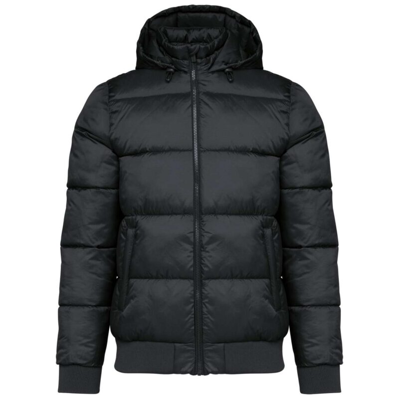 ka6166-black-a1 Kariban UNISEX RECYCLED RIPSTOP JACKET WITH HOOD - Μαύρο