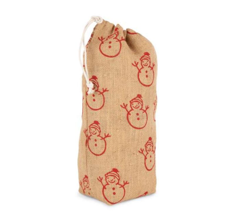 Kimood BOTTLE CARRIER WITH CHRISTMAS PATTERNS - Natural/Cherry Red