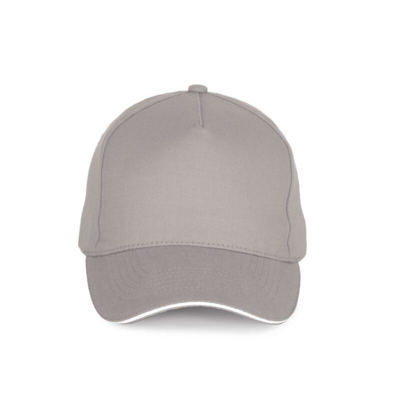 kp189-beige_white-a1 K-UP CAP 5 PANELS COTTON SANDWICH - μπεζ/λευκό