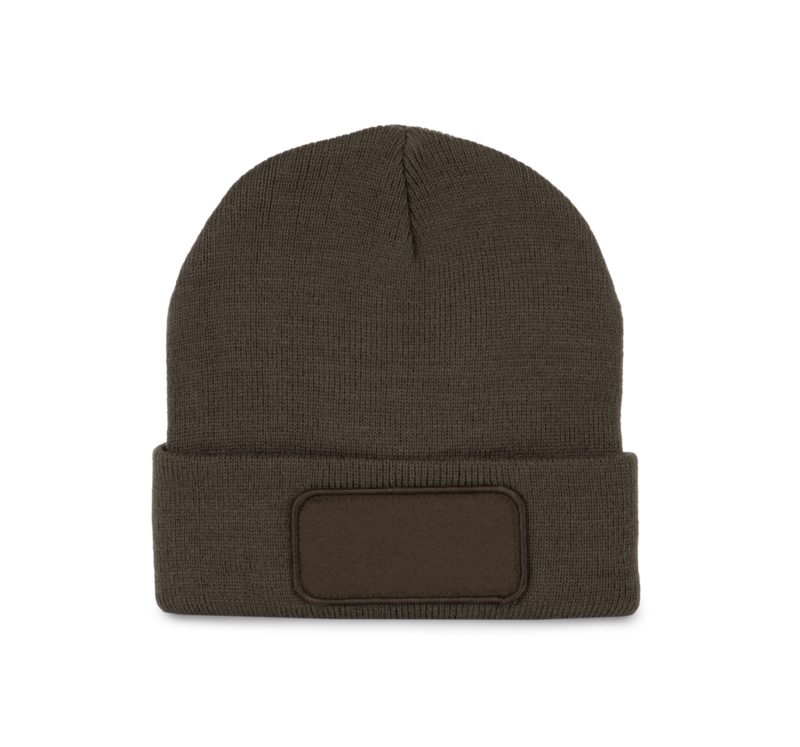 kp895-dark_khaki-a1 K-UP BEANIE WITH PATCH - Σκούρο Χακί