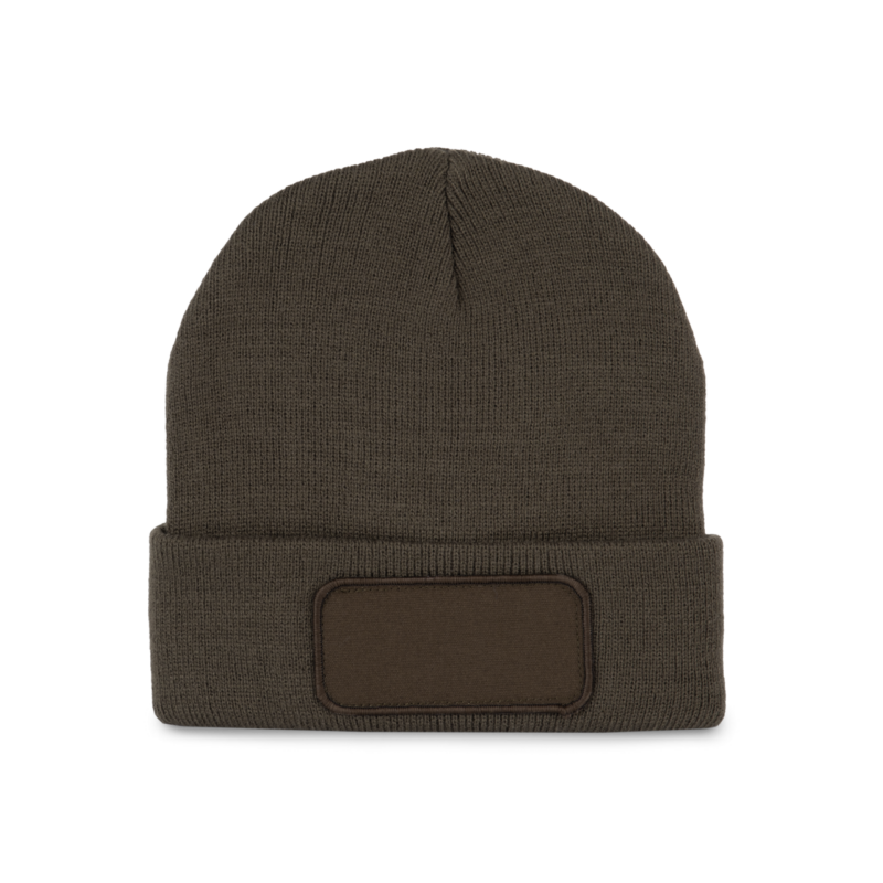 kp895-dark_khaki-a1 K-UP BEANIE WITH PATCH - Σκούρο Χακί