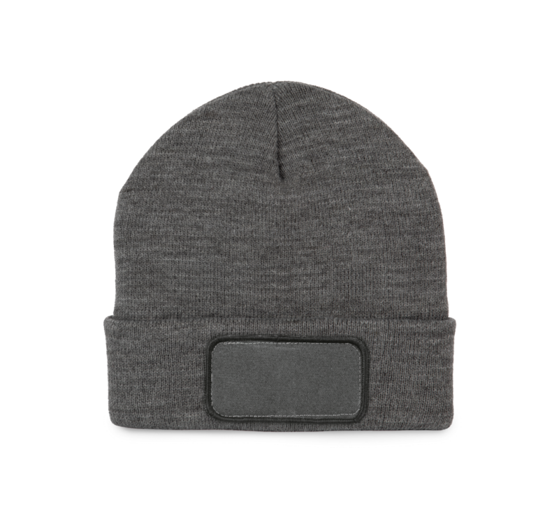 kp895-grey_heather-a1 K-UP BEANIE WITH PATCH - Γκρι Μελανζέ