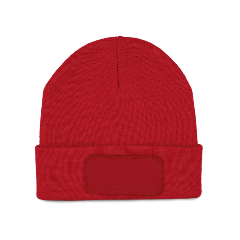 kp895-red-a1 K-UP BEANIE WITH PATCH - Κόκκινο