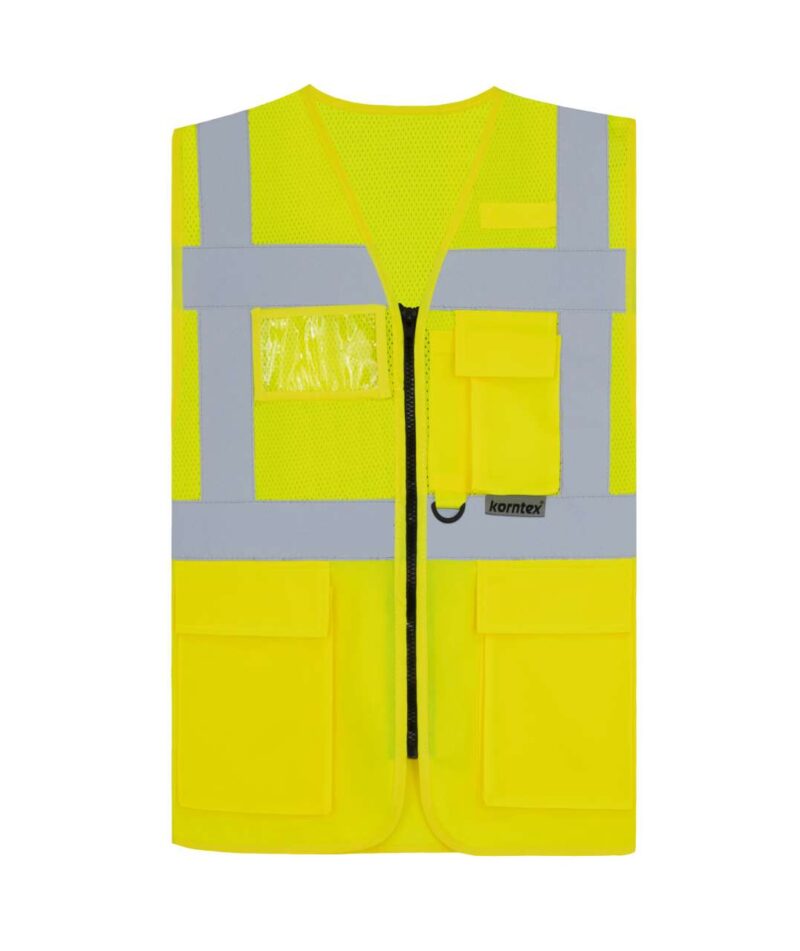 kxexq-yellow-a2 Korntex MULTIFUNCTIONAL VEST MESH "ATHENS" - Κίτρινο