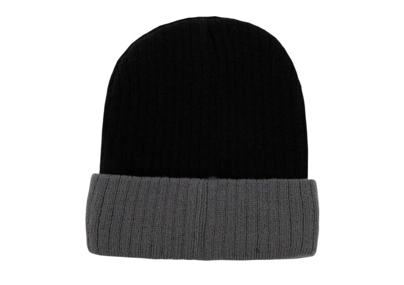 kxst-black_grey-a1 Korntex TWO-TONE KNITTED METZ - HAT - Μαύρο/Γκρι