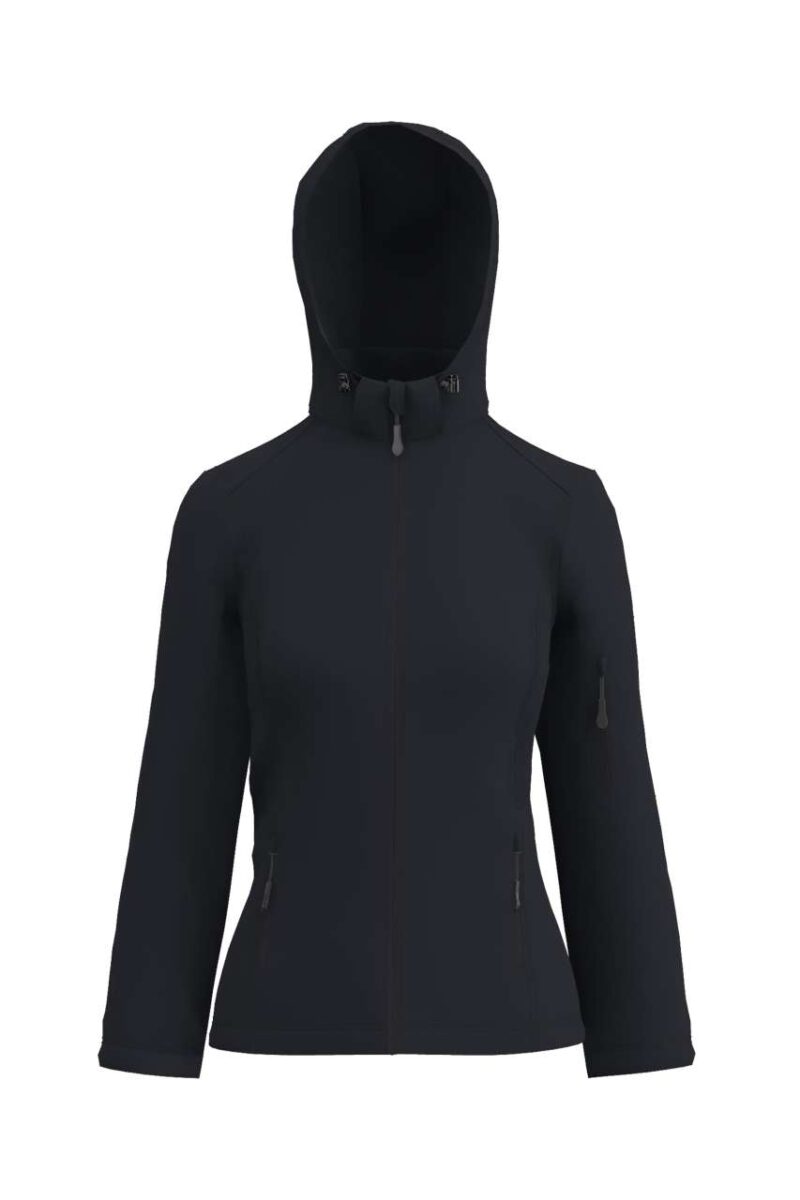 le821-black-a1 Legend Classics WOMEN'S 3-LAYER DETACHABLE HOODED SOFTSHELL JACKET - Μαύρο
