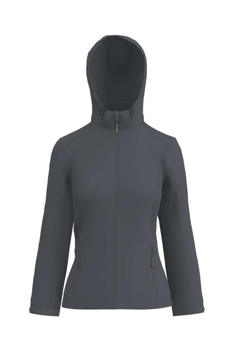le821-charcoal-a1 Legend Classics WOMEN'S 3-LAYER DETACHABLE HOODED SOFTSHELL JACKET - Ανθρακί