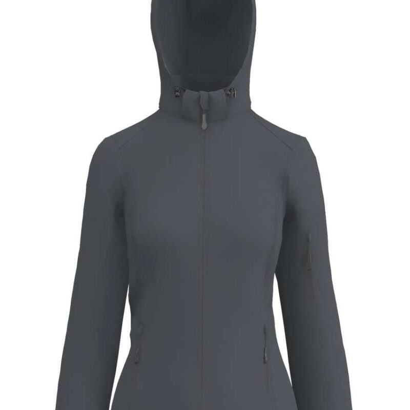 le821-charcoal-a1 Legend Classics WOMEN'S 3-LAYER DETACHABLE HOODED SOFTSHELL JACKET - Ανθρακί
