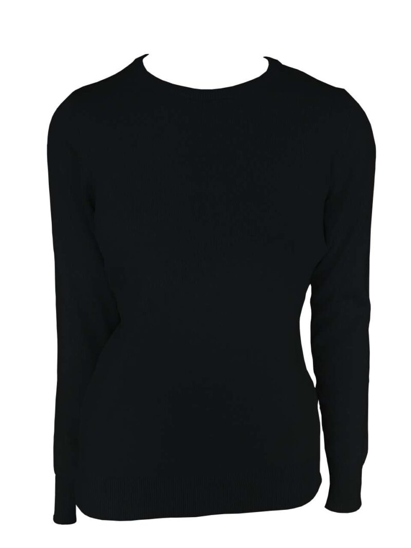 le901-black-a1 Legend Classics WOMEN'S FINE GAUGE CREW NECK COTTON PULLOVER - Μαύρο