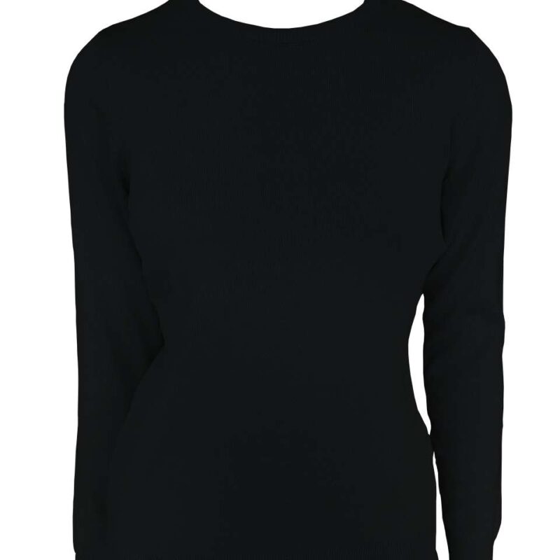 le901-black-a1 Legend Classics WOMEN'S FINE GAUGE CREW NECK COTTON PULLOVER - Μαύρο