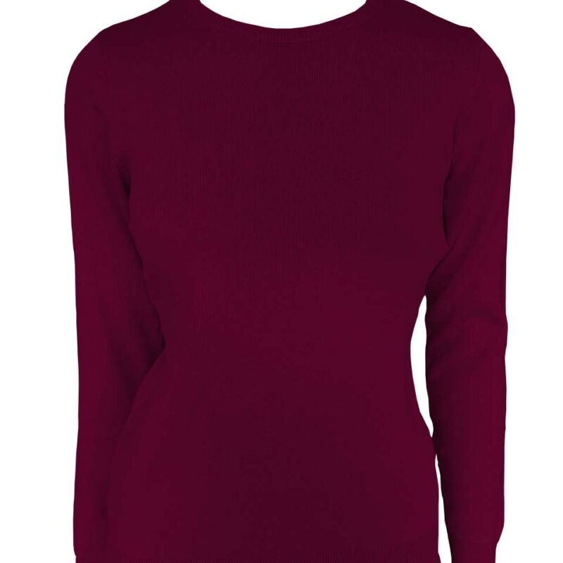 le901-bordeaux-a1 Legend Classics WOMEN'S FINE GAUGE CREW NECK COTTON PULLOVER - μπορντό