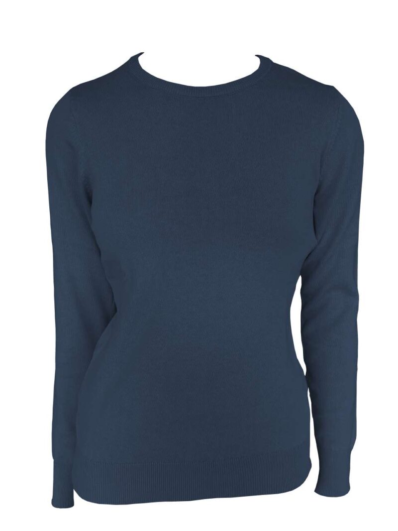 le901-deep_blue-a1 Legend Classics WOMEN'S FINE GAUGE CREW NECK COTTON PULLOVER - Deep Blue