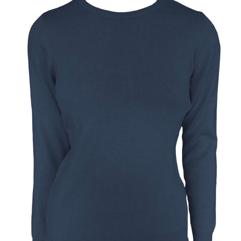 le901-deep_blue-a1 Legend Classics WOMEN'S FINE GAUGE CREW NECK COTTON PULLOVER - Deep Blue