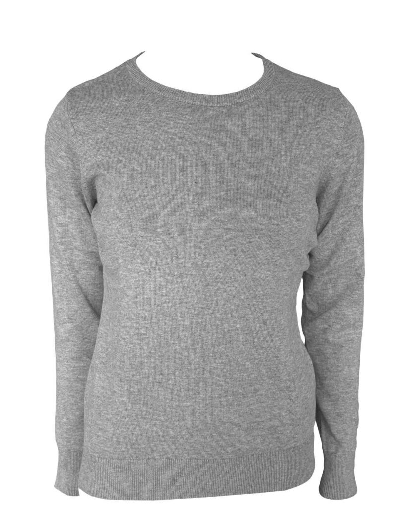 le901-light_melange_grey-a1 Legend Classics WOMEN'S FINE GAUGE CREW NECK COTTON PULLOVER - Light Melange Grey