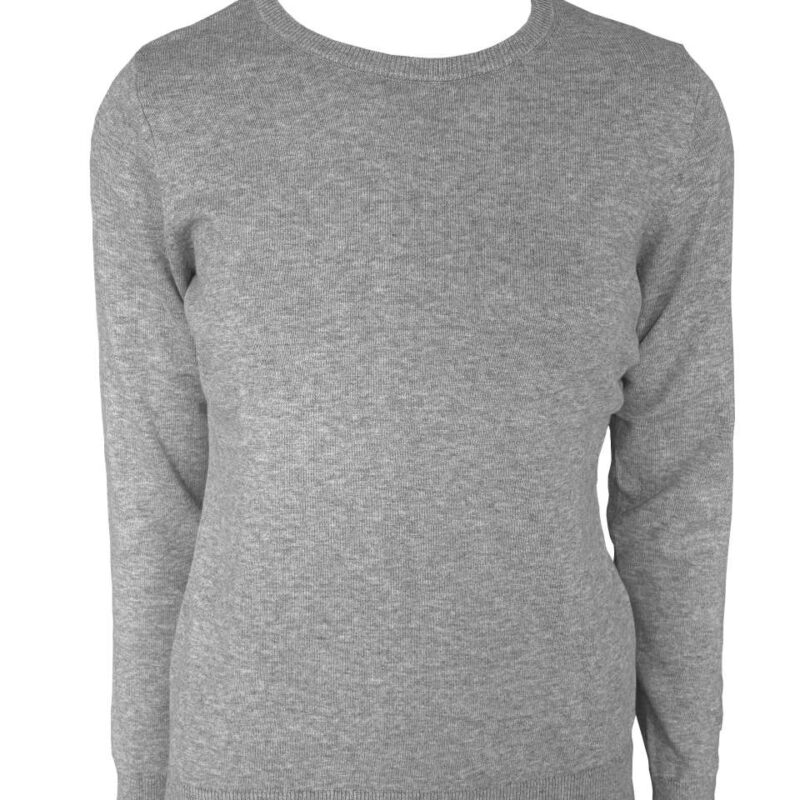 le901-light_melange_grey-a1 Legend Classics WOMEN'S FINE GAUGE CREW NECK COTTON PULLOVER - Light Melange Grey