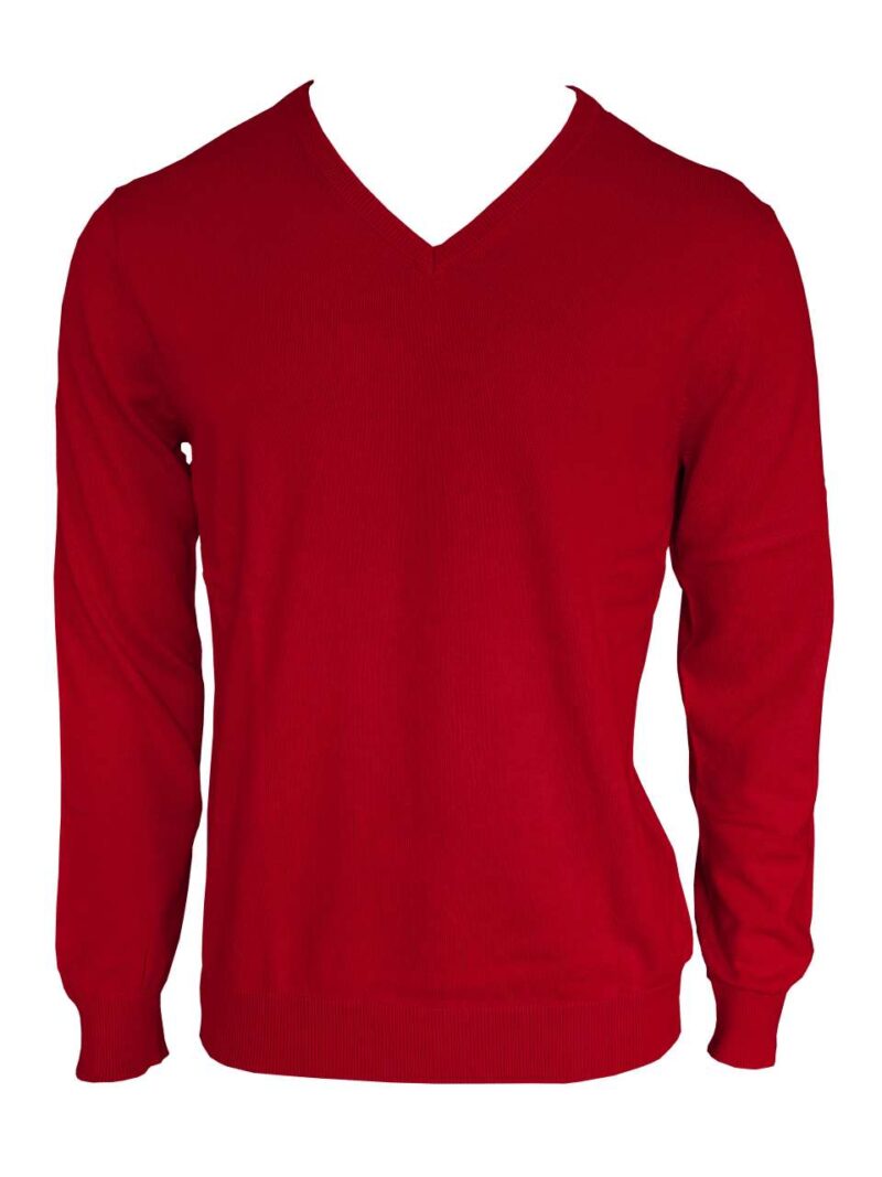 le950-classic_red-a1 Legend Classics Ανδρικό PULLOVER V-NECK από FINE GAUGE COTTON - Κλασικό Κόκκινο