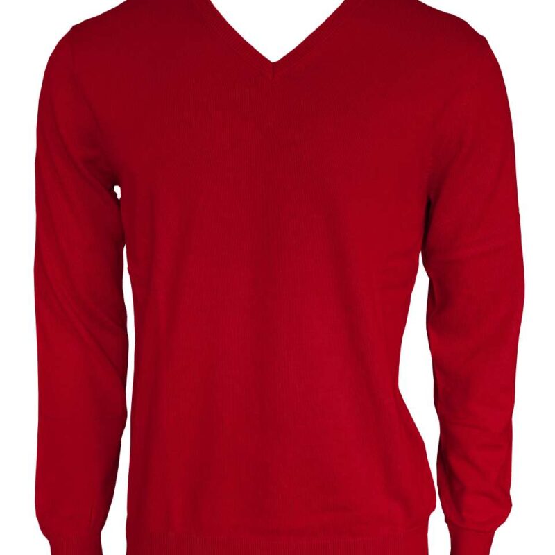 Legend Classics Ανδρικό PULLOVER V-NECK από FINE GAUGE COTTON - Κλασικό Κόκκινο