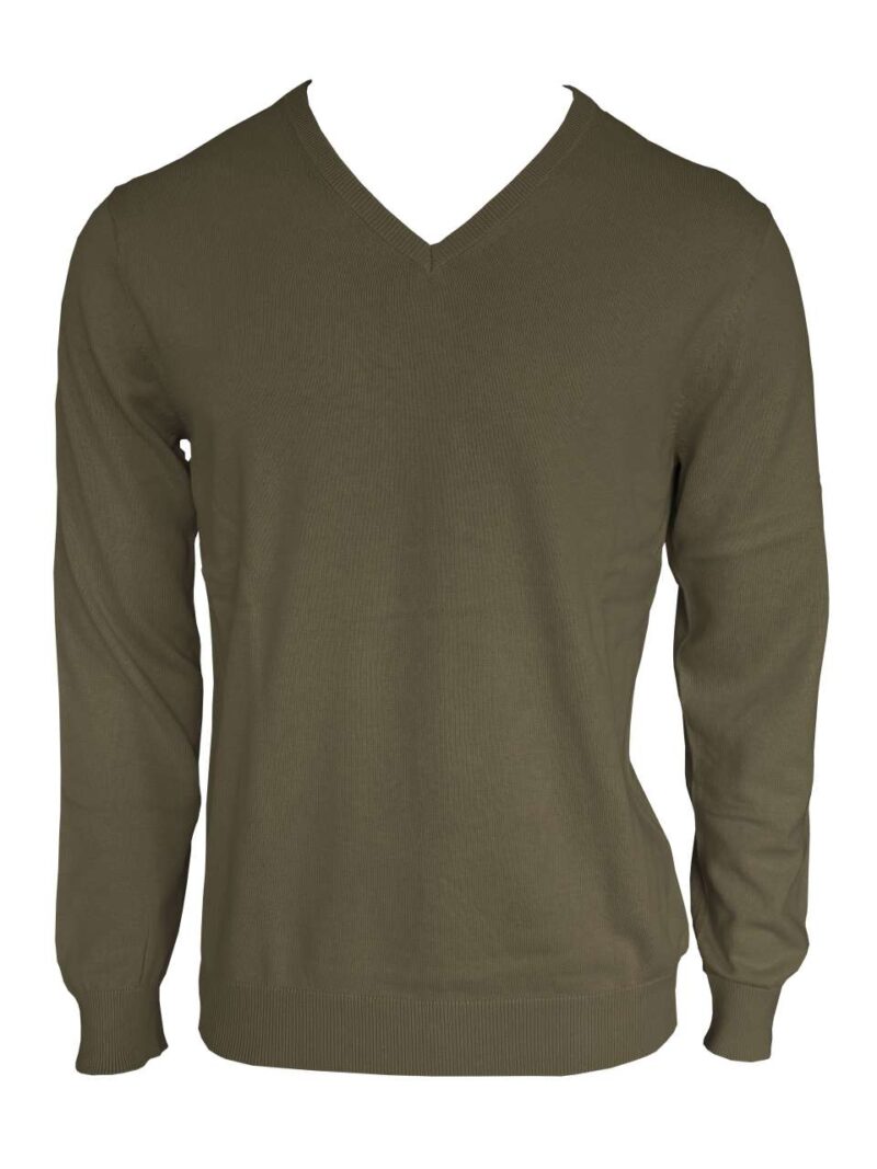 le950-dark_khaki-a1 Legend Classics Ανδρικό PULLOVER V-NECK από FINE GAUGE COTTON - Σκούρο Χακί