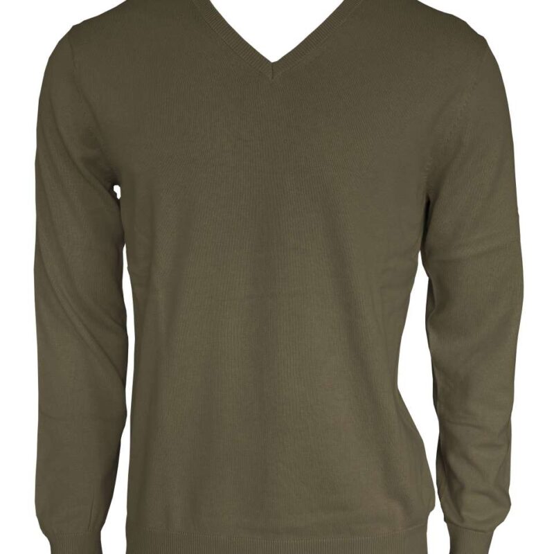 le950-dark_khaki-a1 Legend Classics Ανδρικό PULLOVER V-NECK από FINE GAUGE COTTON - Σκούρο Χακί