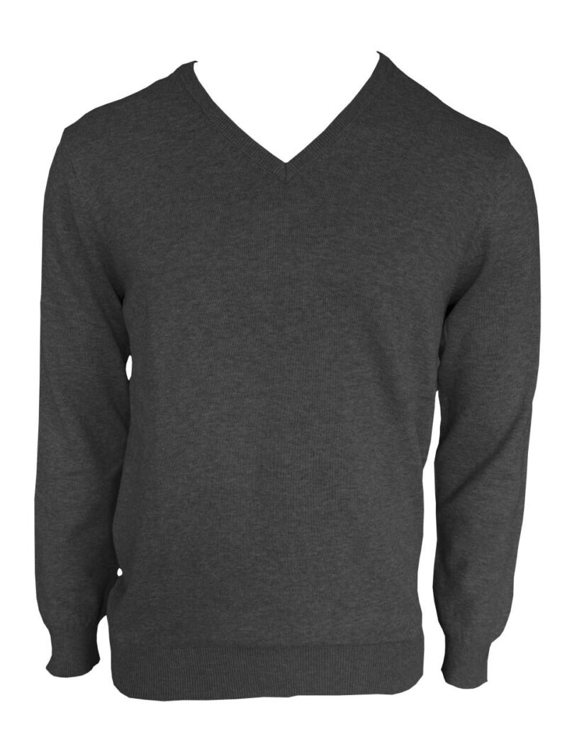 Legend Classics Ανδρικό PULLOVER V-NECK από FINE GAUGE COTTON - Dark Melange Grey
