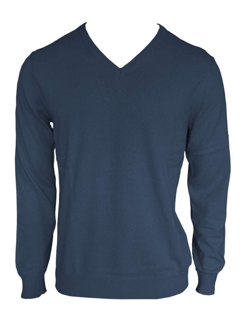 le950-deep_blue-a1 Legend Classics Ανδρικό PULLOVER V-NECK από FINE GAUGE COTTON - Deep Blue