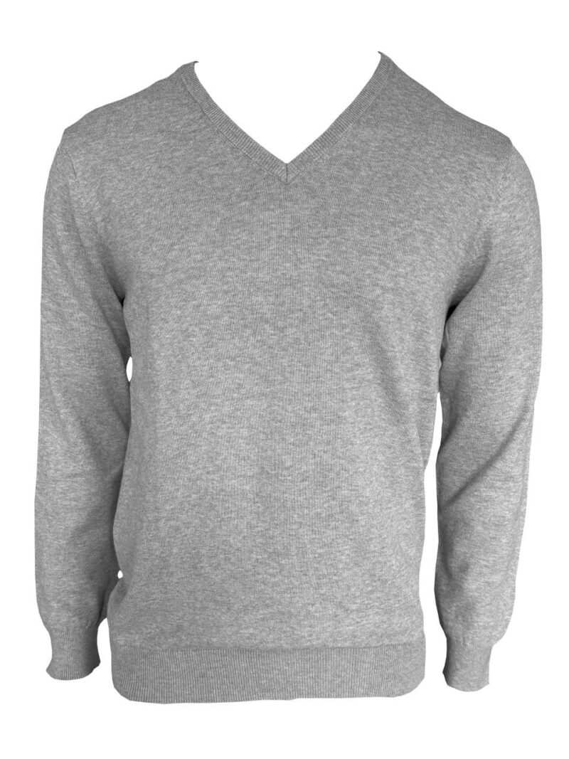 le950-light_melange_grey-a1 Legend Classics Ανδρικό PULLOVER V-NECK από FINE GAUGE COTTON - Light Melange Grey