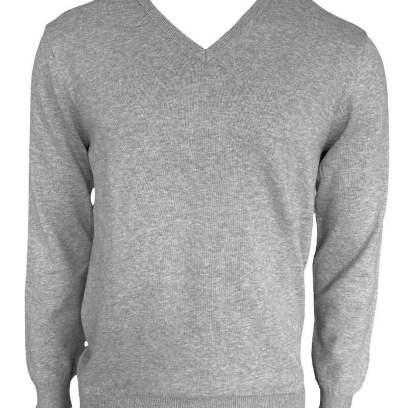 Legend Classics Ανδρικό PULLOVER V-NECK από FINE GAUGE COTTON - Light Melange Grey