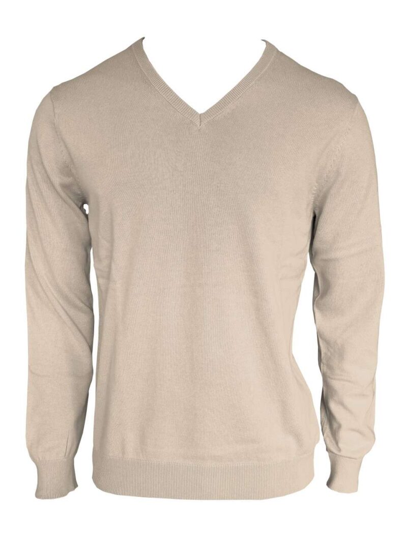 le950-sand-a1 Legend Classics Ανδρικό PULLOVER V-NECK από FINE GAUGE COTTON - άμμου