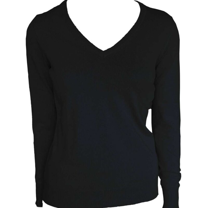 Legend Classics WOMEN’S V-NECK FINE GAUGE COTTON PULLOVER - Μαύρο