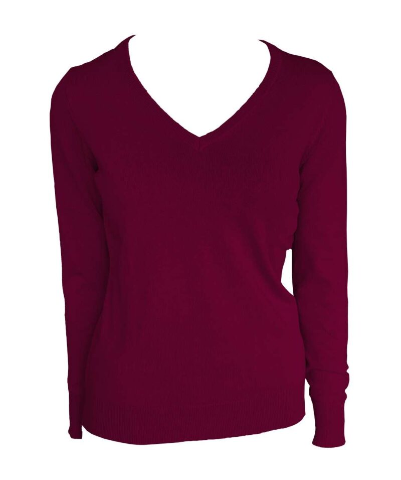 Legend Classics WOMEN’S V-NECK FINE GAUGE COTTON PULLOVER - μπορντό