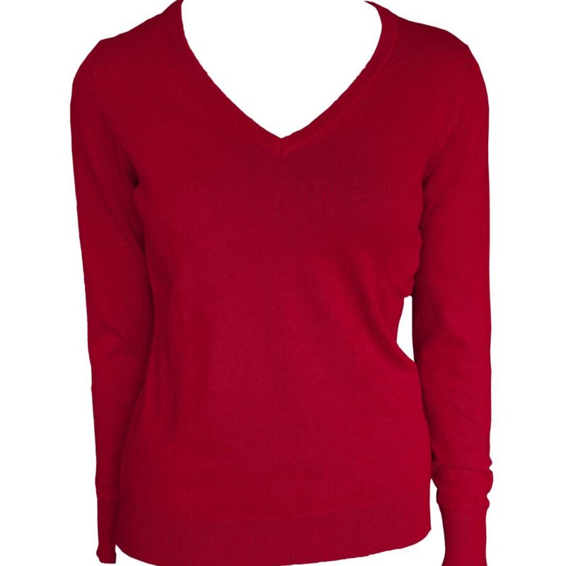Legend Classics WOMEN’S V-NECK FINE GAUGE COTTON PULLOVER - Κλασικό Κόκκινο