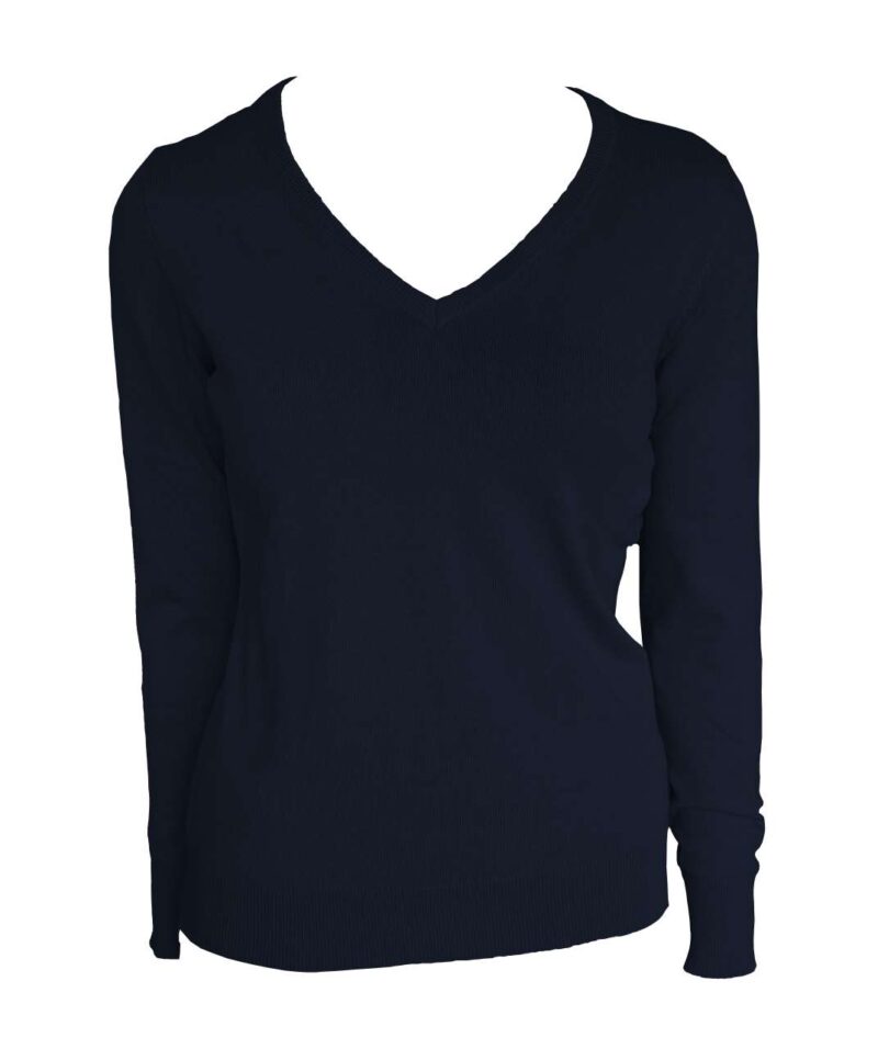 le951-navy-a1 Legend Classics WOMEN’S V-NECK FINE GAUGE COTTON PULLOVER - Μπλε μαρίν