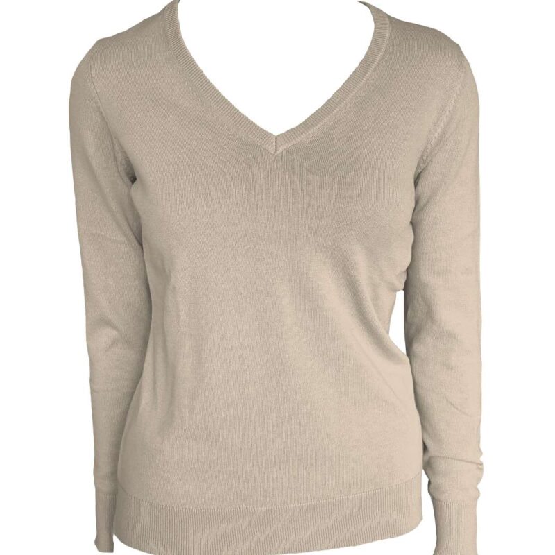le951-sand-a1 Legend Classics WOMEN’S V-NECK FINE GAUGE COTTON PULLOVER - άμμου