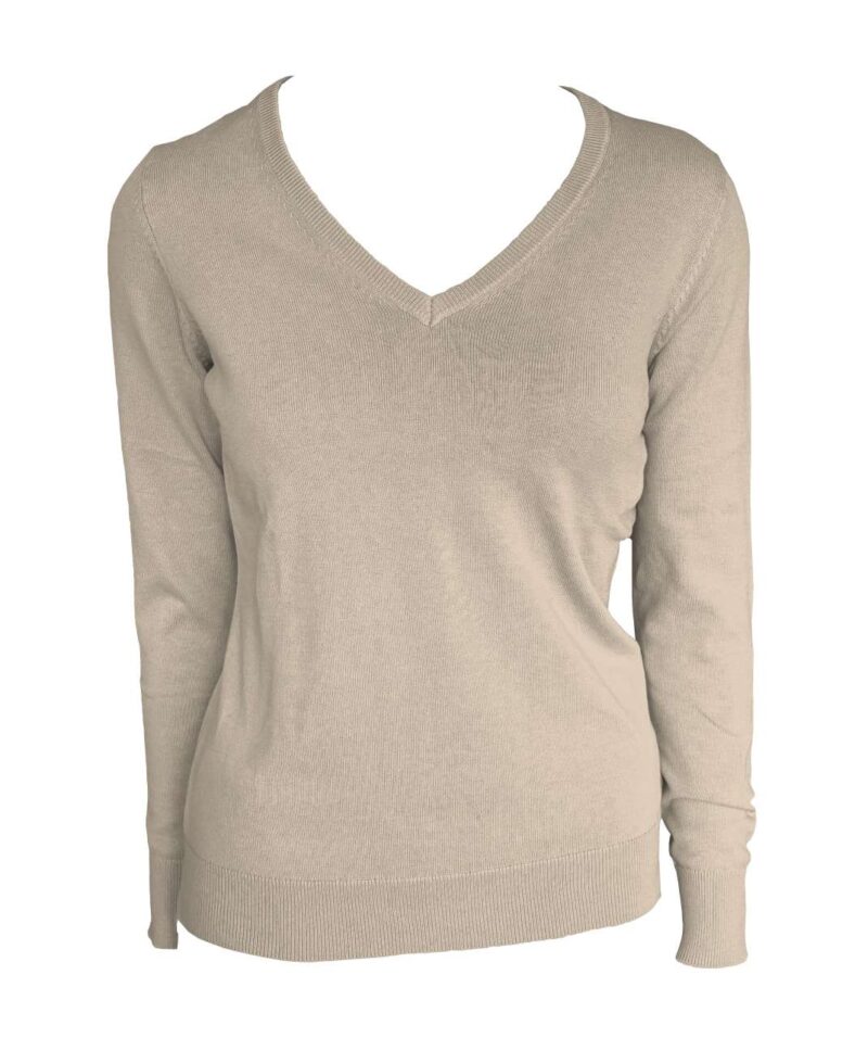 Legend Classics WOMEN’S V-NECK FINE GAUGE COTTON PULLOVER - άμμου