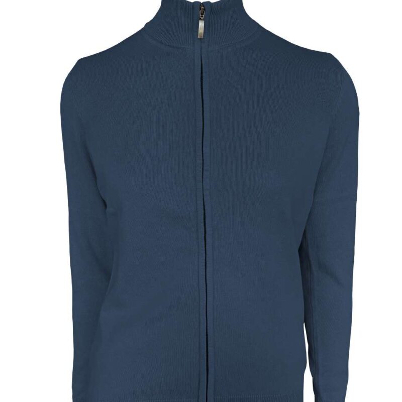 le971-deep_blue-a1 Legend Classics SOL WOMEN GAUGE CARDIGAN FINE FULL ZIP - Deep Blue