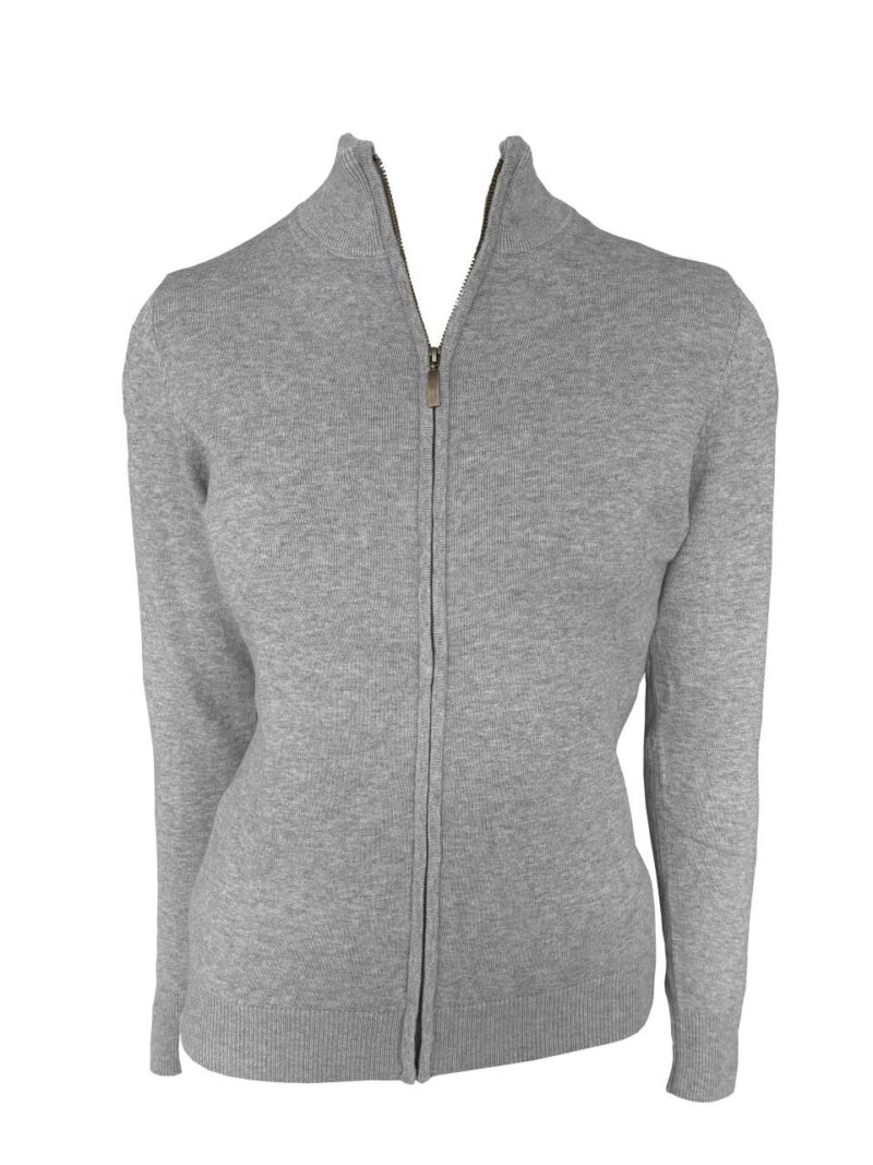 Legend Classics SOL WOMEN GAUGE CARDIGAN FINE FULL ZIP - Light Melange Grey