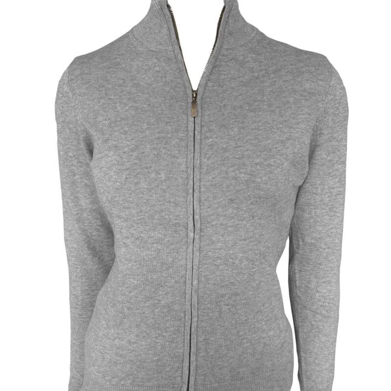 le971-light_melange_grey-a1 Legend Classics SOL WOMEN GAUGE CARDIGAN FINE FULL ZIP - Light Melange Grey
