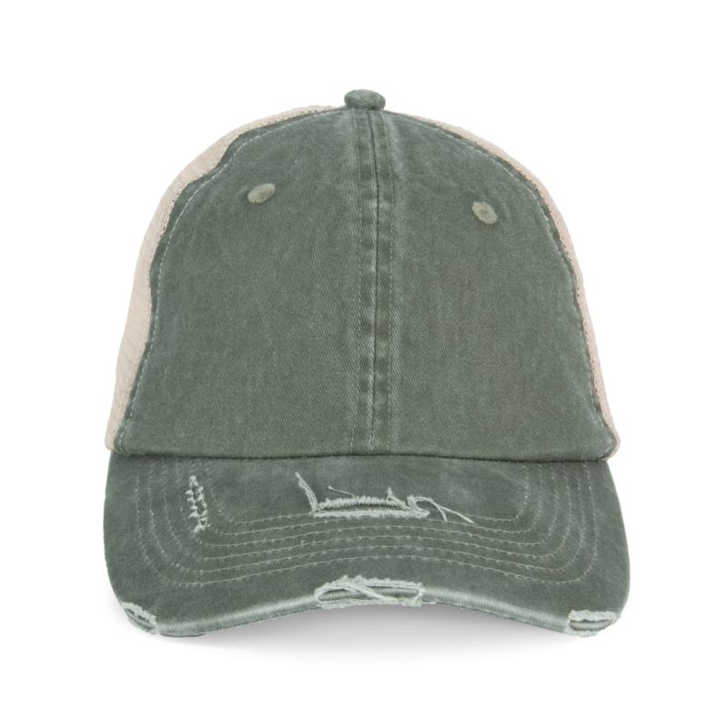 ns027-washed_organic_khakibeige-a1 Native Spirit ECO-FRIENDLY UNISEX RIPPED EFFECT TRUCKER CAP - Washed Organic Khaki/Beige