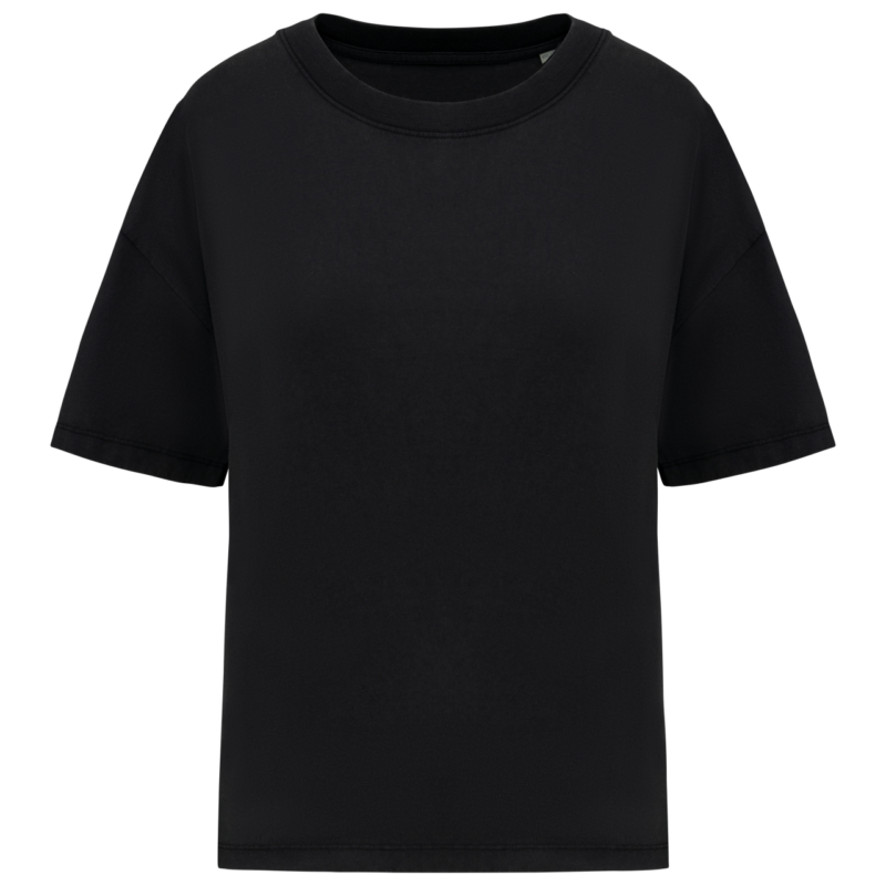 ns327-washed_black-a1 Native Spirit LADIES WASHED EFFECT OVERSIZED T-SHIRT - Washed Black